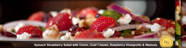 Strawberry Salad with Onion, Lettuce and Goat Cheese.